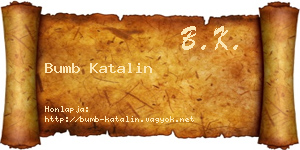 Bumb Katalin névjegykártya